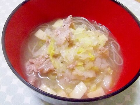 お肉柔らか♪ぽかぽか♪豚汁風蕎麦